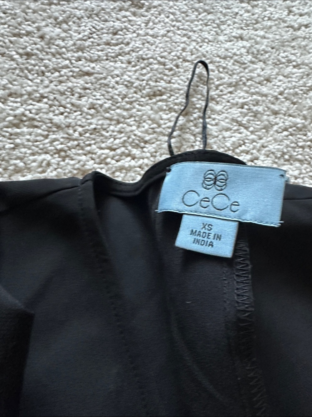CeCe Black Ruched V-Neck Drawstring Blouse - Picture 2 of 2